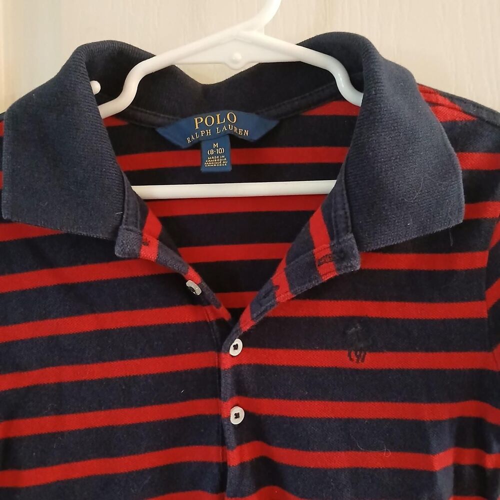 Polo Ralph Lauren Girls Striped Tiered Polo Dress Girls 8Y Y2K Preppy Classic - Picture 3 of 6